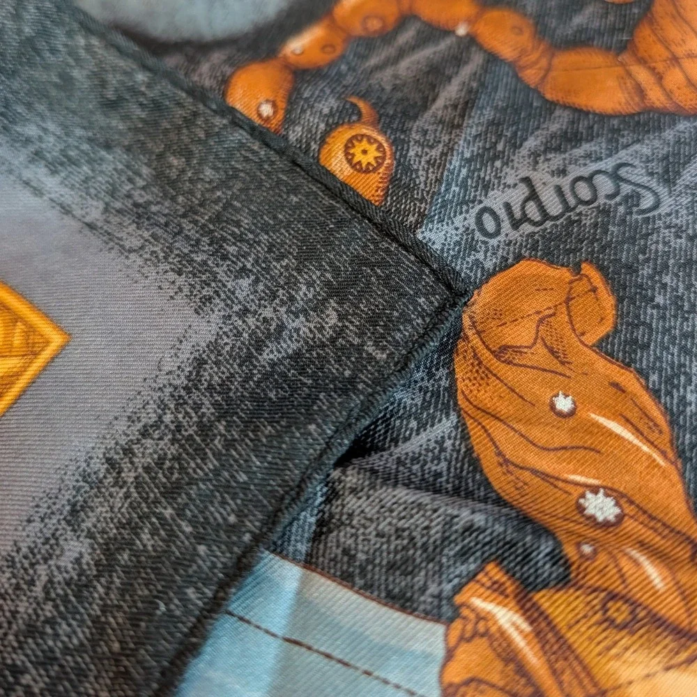 Vintage Echo Zodiac Celestial Silk Scarf Astrological Constellation Print 34